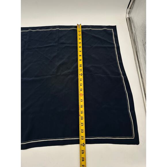 YSL yves st laurent silk Navy Logo scarf vintage box Minimalist boarder square - Picture 6 of 11